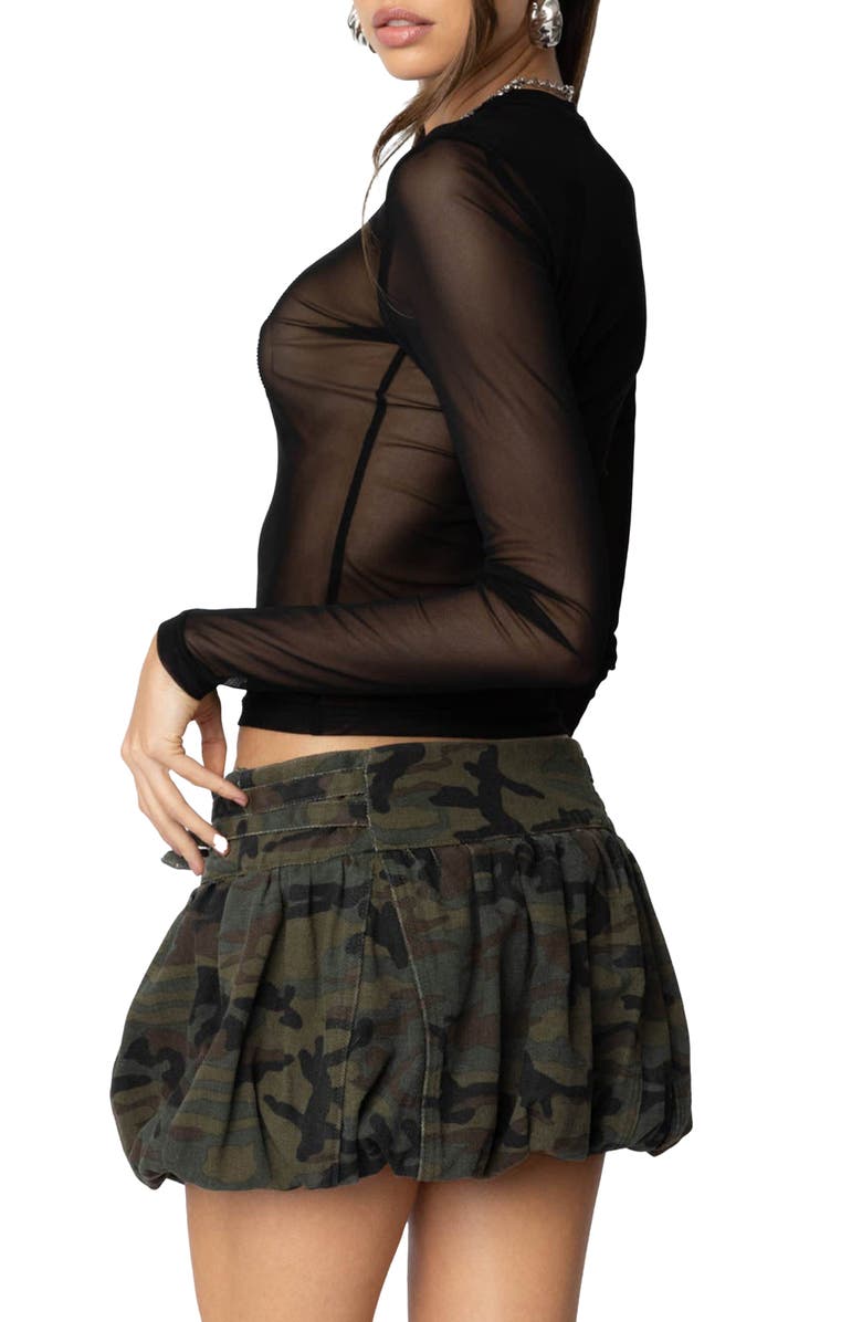 EDIKTED 88 Rhinestone Sheer Mesh Top, Alternate, color, Black