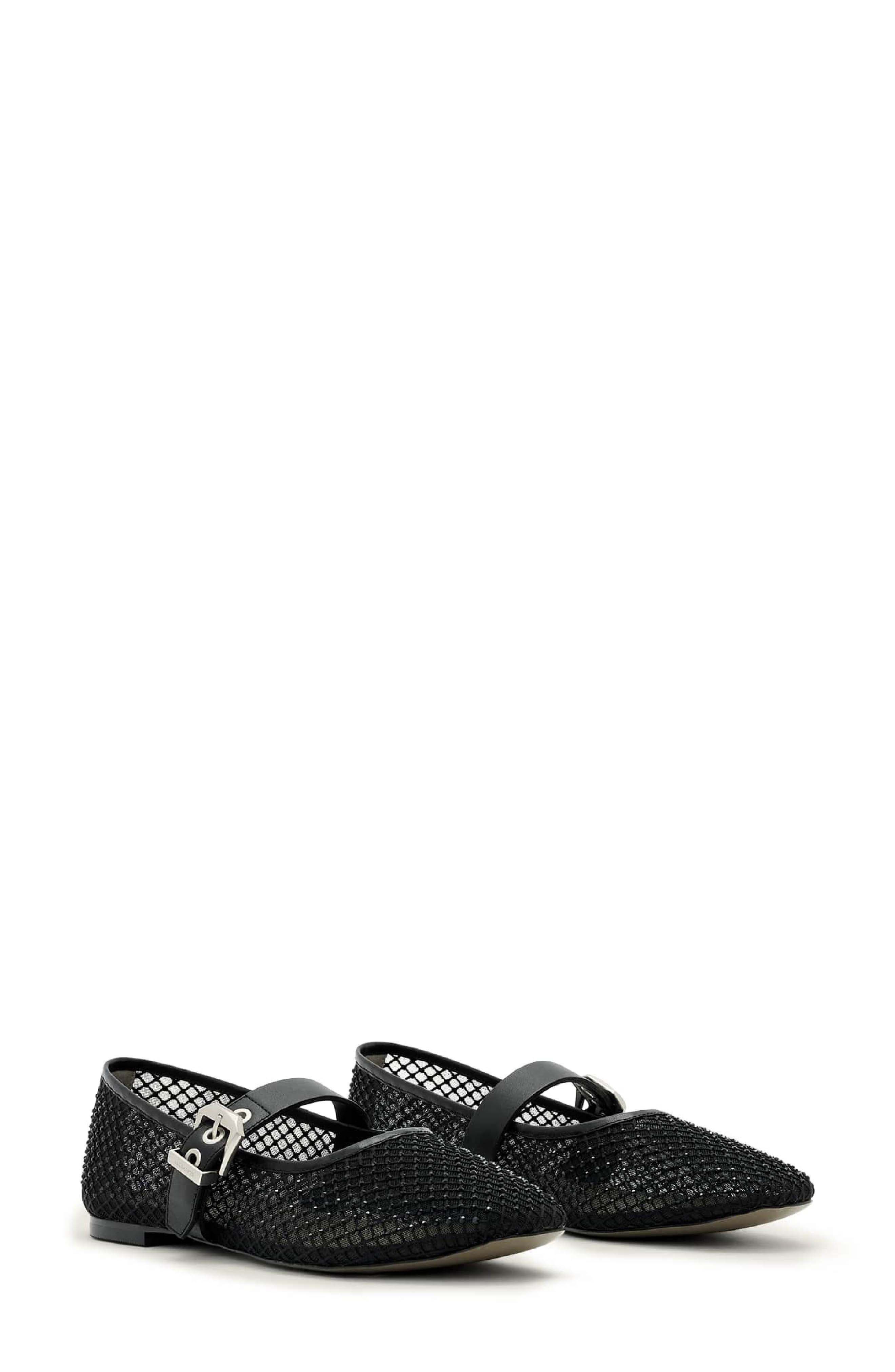 AllSaints Holly Mesh Ballet Flat, Main, color, Black