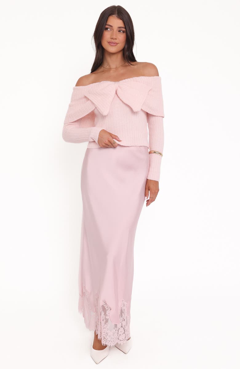 Petal & Pup Helene Off the Shoulder Bow Sweater, Alternate, color, Pink