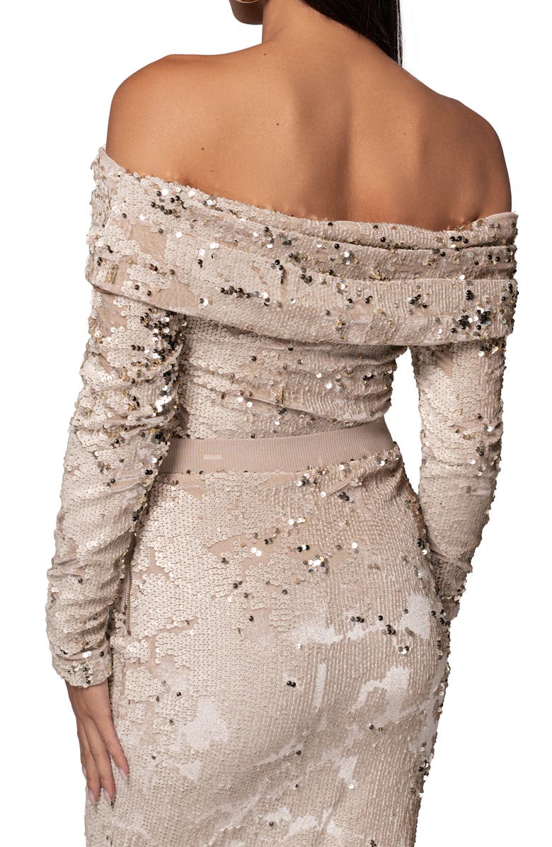 JLUXLABEL Stone Impressions Sequin Velvet Skirt, Alternate, color, 