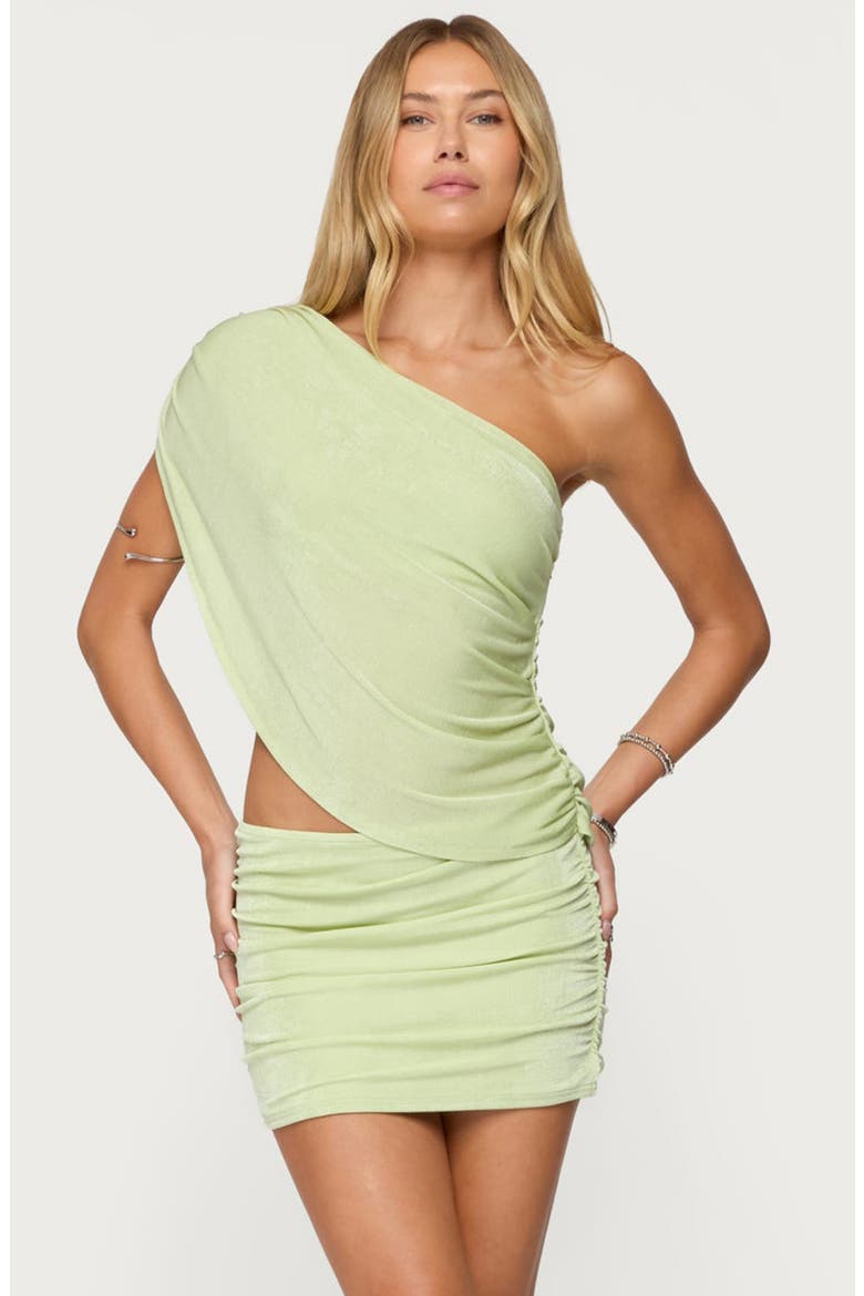 Fiora One-Shoulder Cutout Minidress, Alternate, color, GREEN