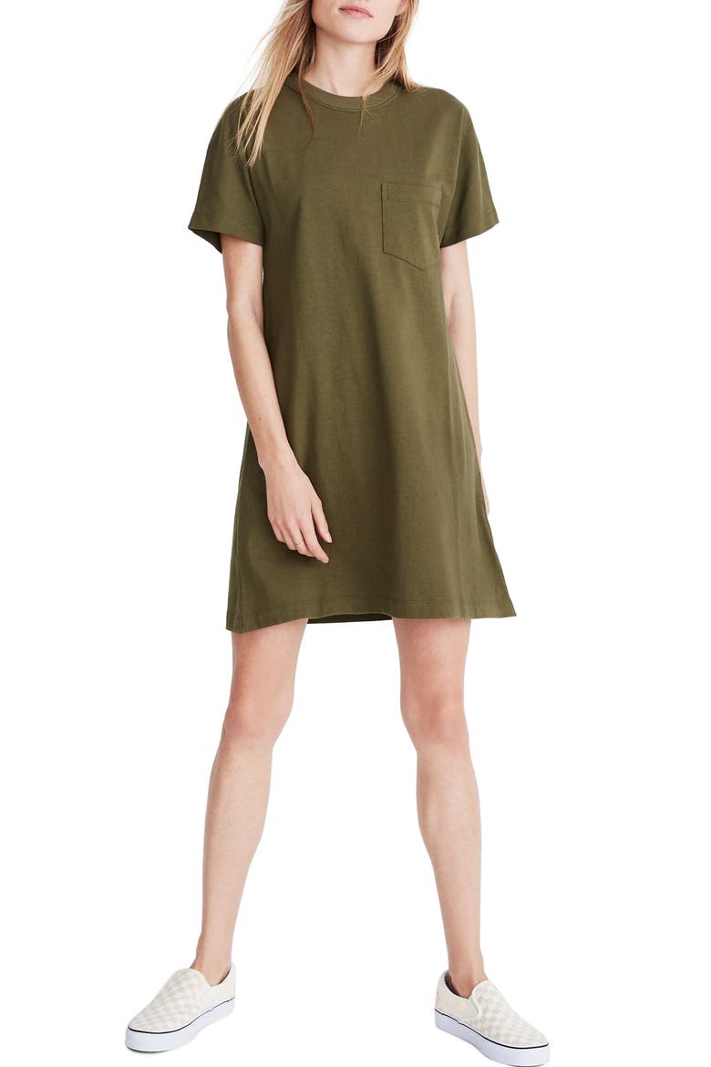 Tomboy Pocket T-Shirt Dress, Main, color, KALE