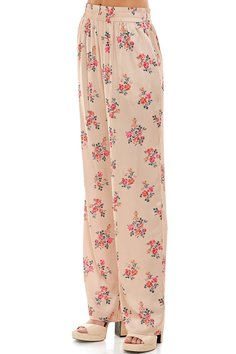 Scottie Pull-On Satin Pants, Alternate, color, BEIGE FLORAL
