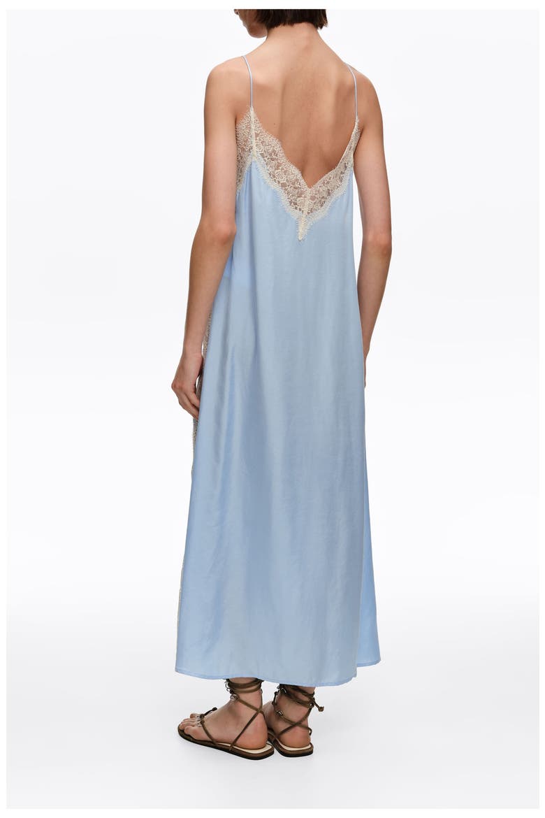 Light Slip Dress With Contrast Lace Trim, Alternate, color, LIGHT BLUE