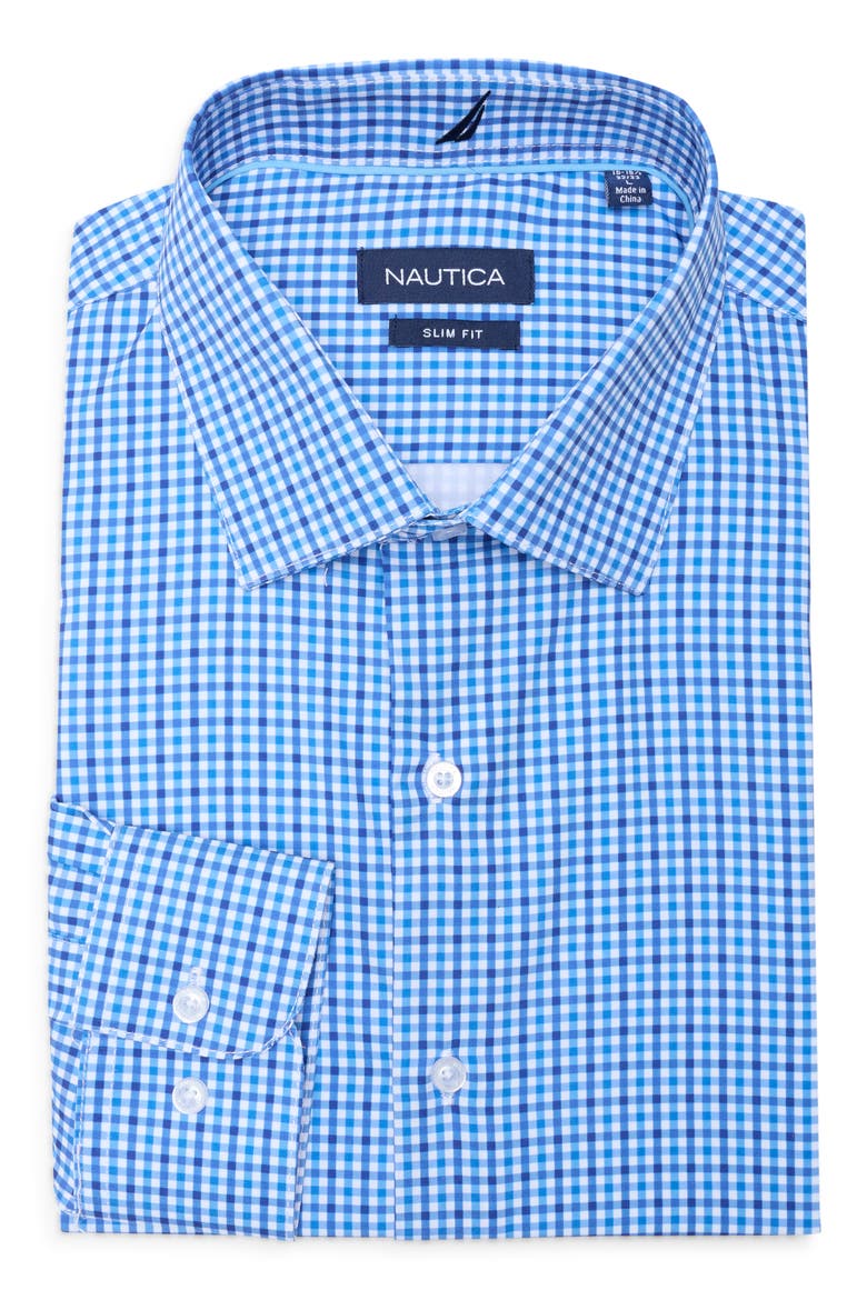 Slim Fit Check Print Dress Shirt, Alternate, color, LIGHT BLUE
