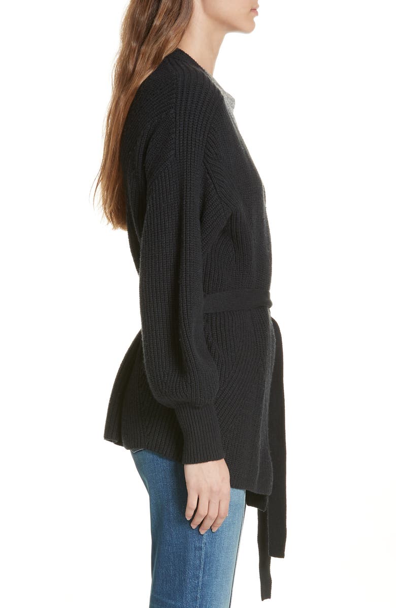 FRAME Puff Sleeve Belted Cardigan, Alternate, color,