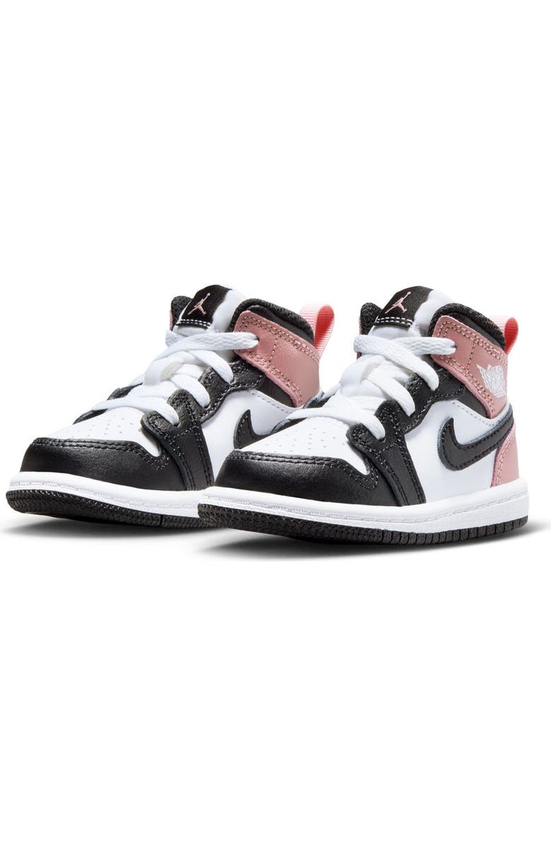 Nike Kids' Air Jordan 1 Mid Sneaker, Alternate, color, White/ Rust Pink/ Black