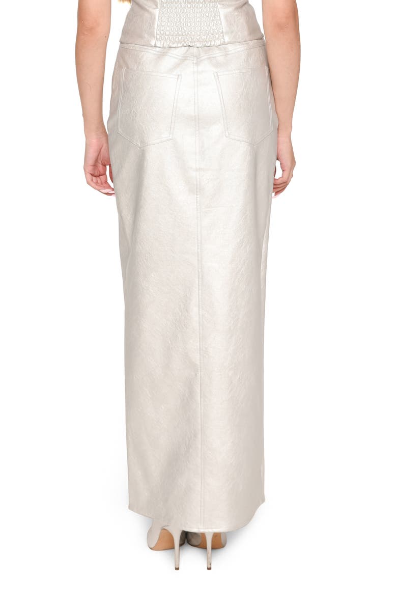WAYF x Jourdan Sloane Rosie Metallic Faux Leather Skirt, Alternate, color, Silver
