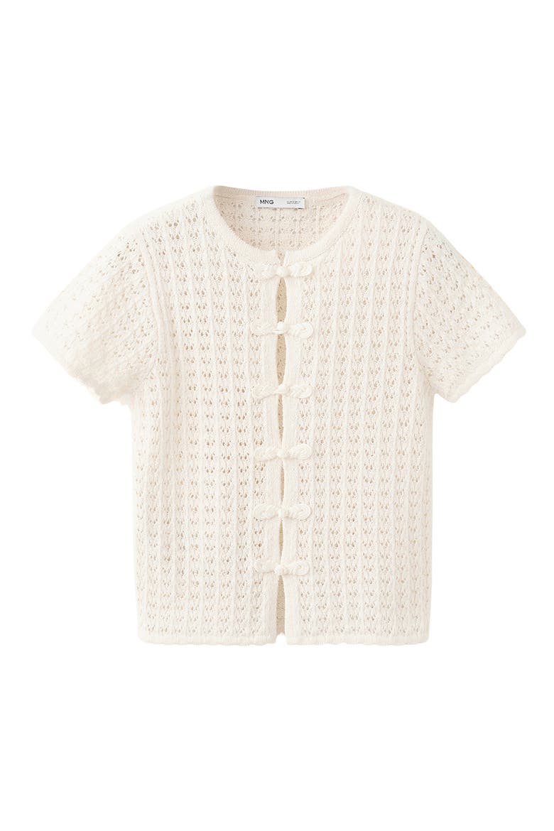 Open Stitch Short Sleeve Cardigan, Alternate, color, ECRU