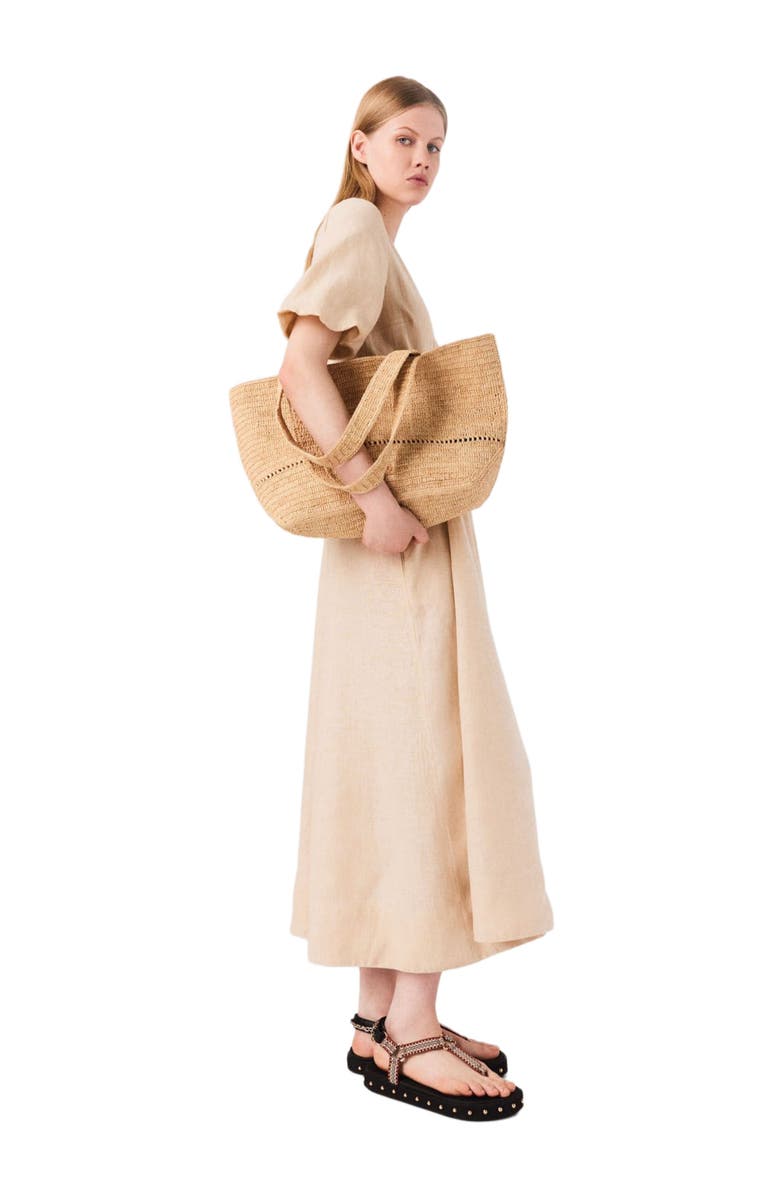 maje Linen maxi dress, Alternate, color, Beige