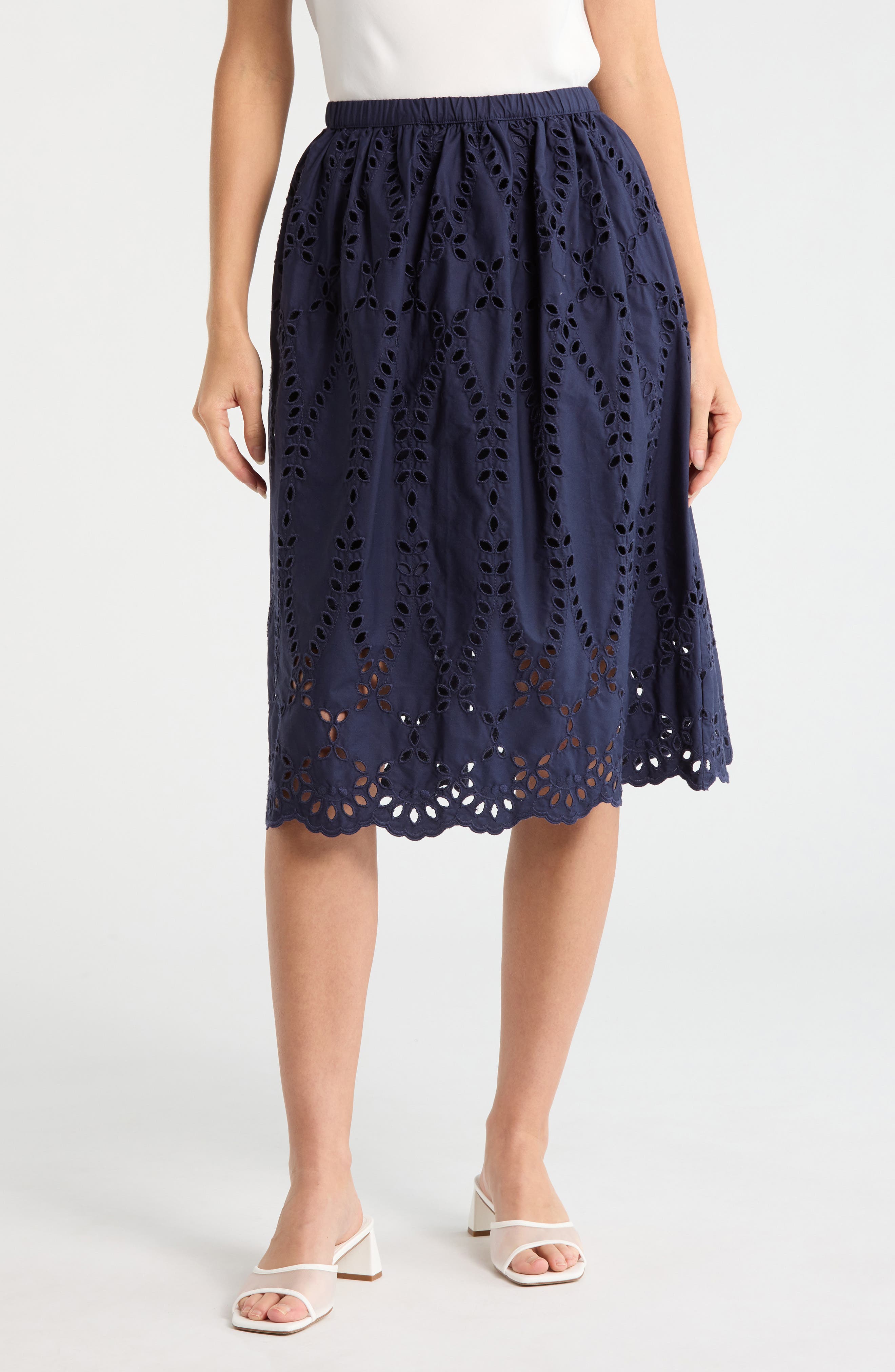 Frank & Eileen Gracie Cotton Eyelet Midi Skirt
