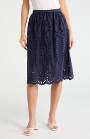 Frank & Eileen Gracie Cotton Eyelet Midi Skirt