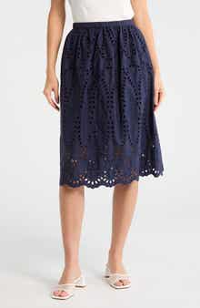 Frank & Eileen Gracie Cotton Eyelet Midi Skirt