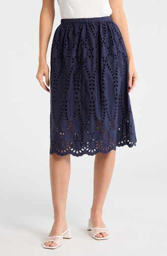 Frank & Eileen Gracie Cotton Eyelet Midi Skirt