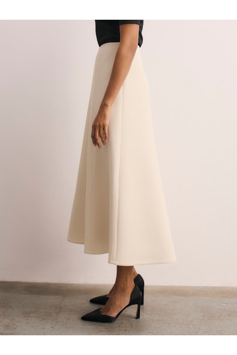 Ellingham High Waisted A-Line Midi Skirt, Alternate, color, Neutral