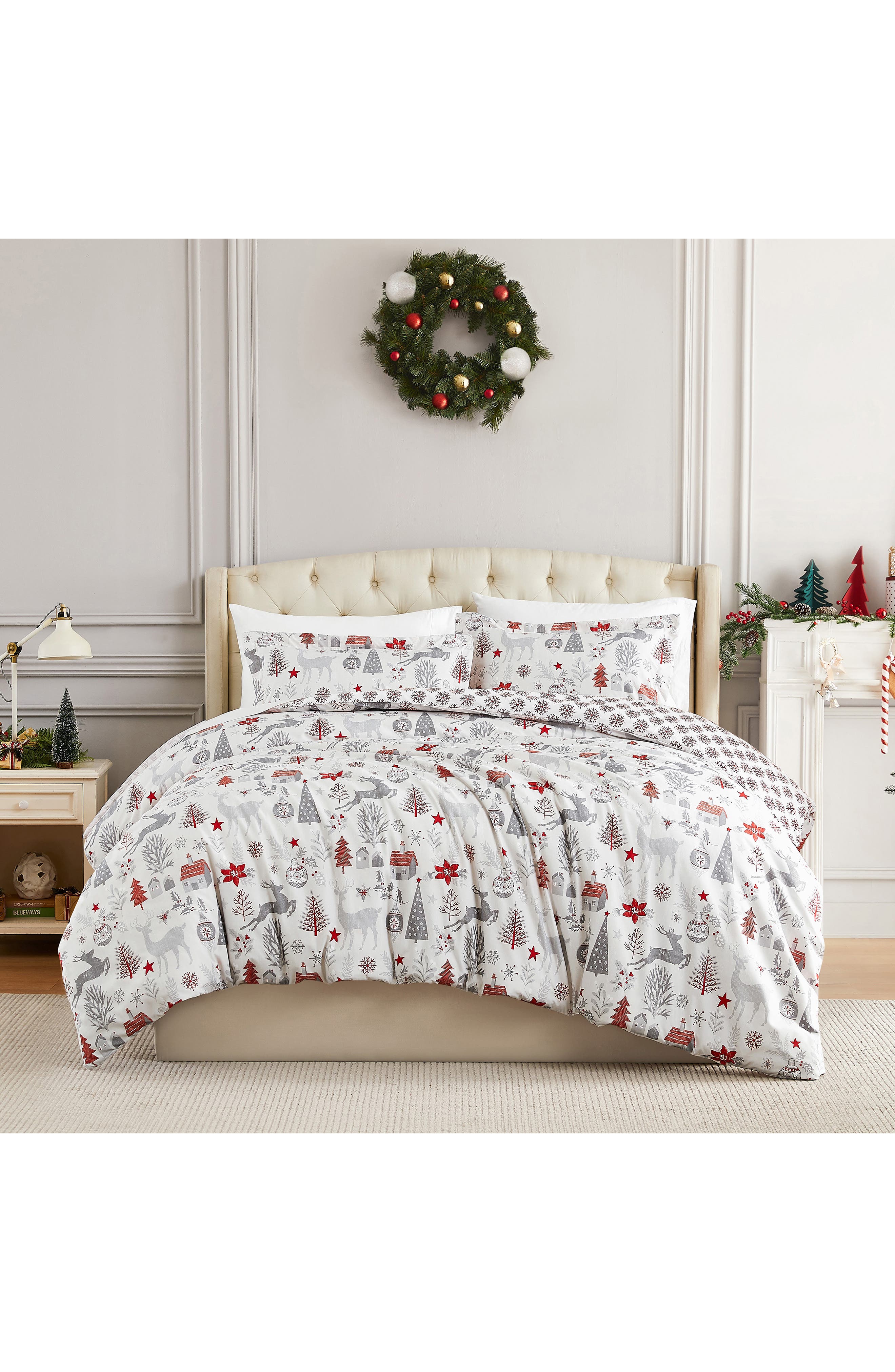 SOUTHSHORE FINE LINENS Holly Jolly Lane Oversize Holiday Duvet Set