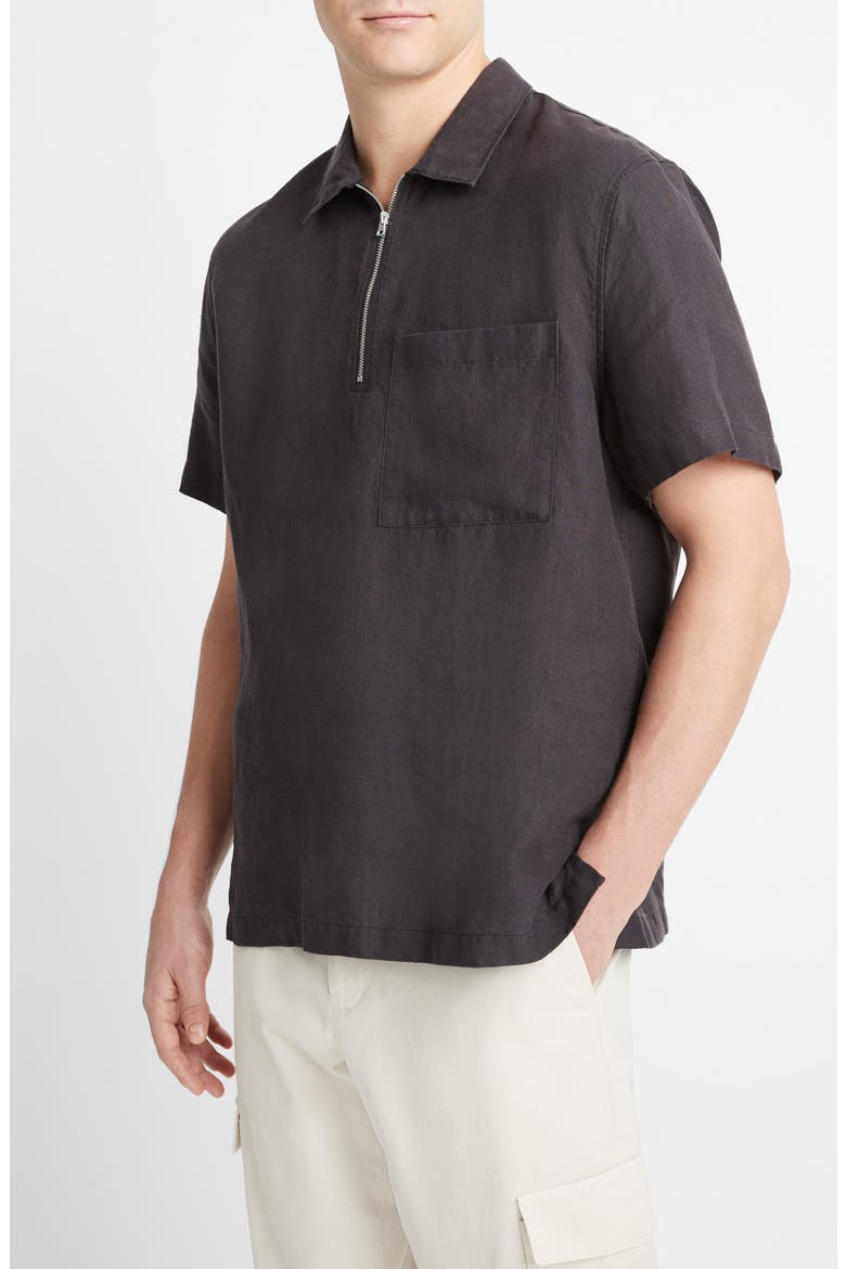 Quarter Zip Short Sleeve Shirt, Alternate, color, WASHED BLACK