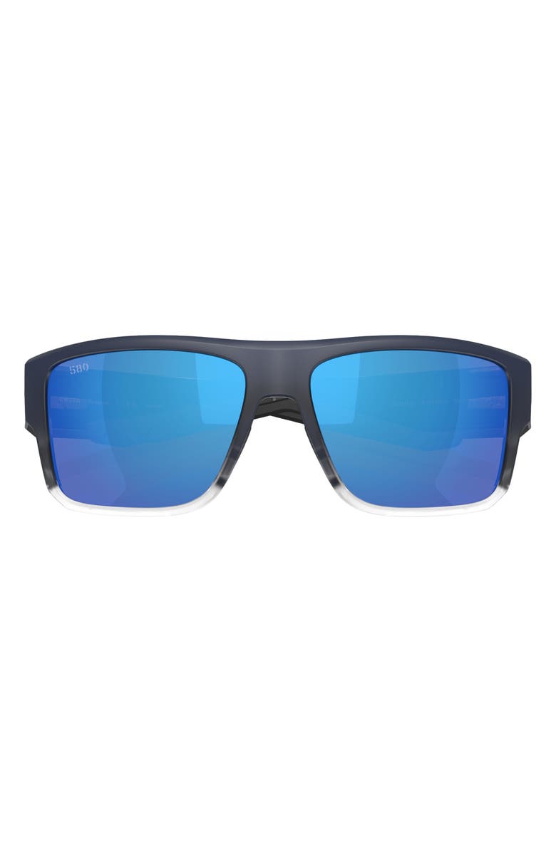 Costa Del Mar Taxman 59mm Polarized Rectangular Sunglasses, Alternate, color, Deep Blue Fade / Blue 580G