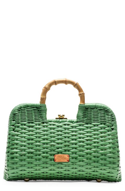 Buzzy Woven Wicker Top Handle Bag
