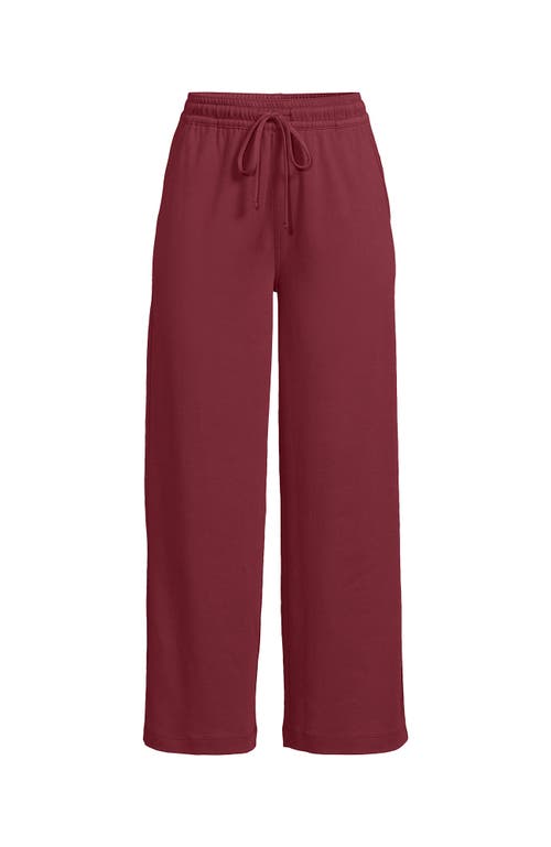 Lands' End Plus Size Sport Knit Elastic Waist Wide Leg Crop Pants In Burnt Clay