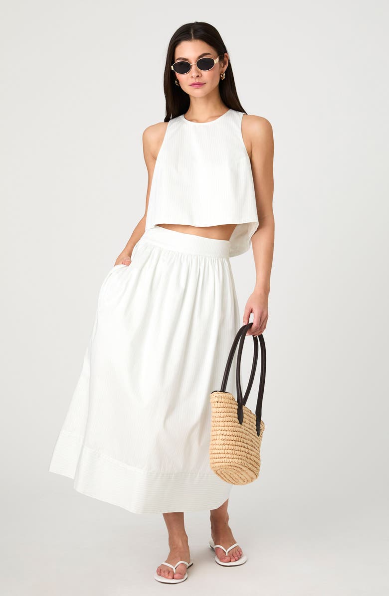 French Connection Pinstripe Cotton Poplin Skirt, Alternate, color, 