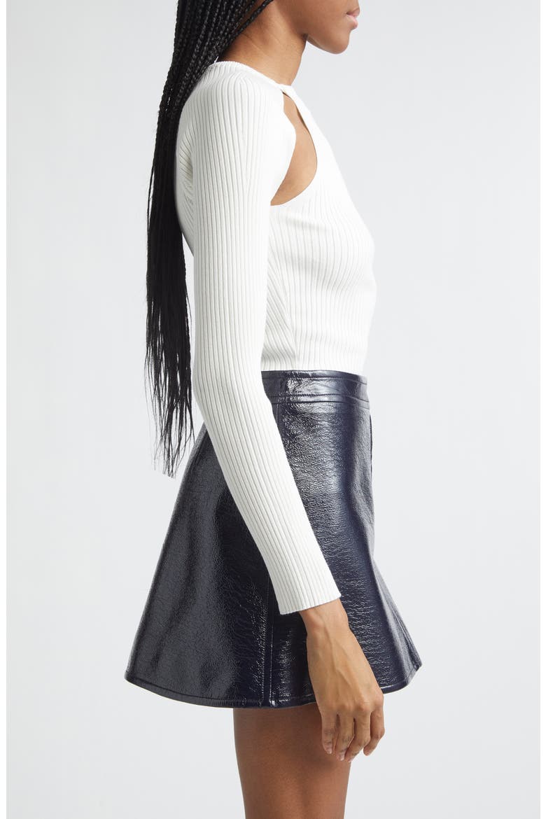 Cutout Ribbed Sweater, Alternate, color, HERITAGE WHITE