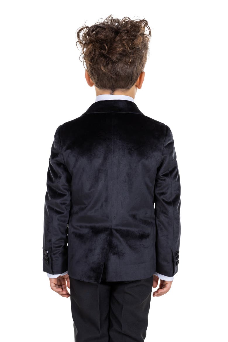 Kids' Black Velvet Dinner Jacket, Alternate, color, BLACK