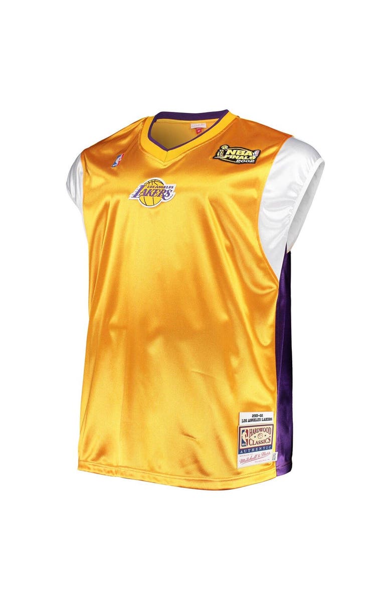 Mitchell & Ness Men's Mitchell & Ness Gold/Purple Los Angeles Lakers Hardwood Classics Big & Tall On-Court Shooting V-Neck Shirt, Alternate, color, Gold