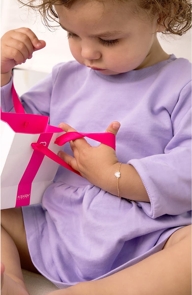 In Season Jewelry 14k Mother of Pearl Heart Bracelet, Alternate, color, Pink