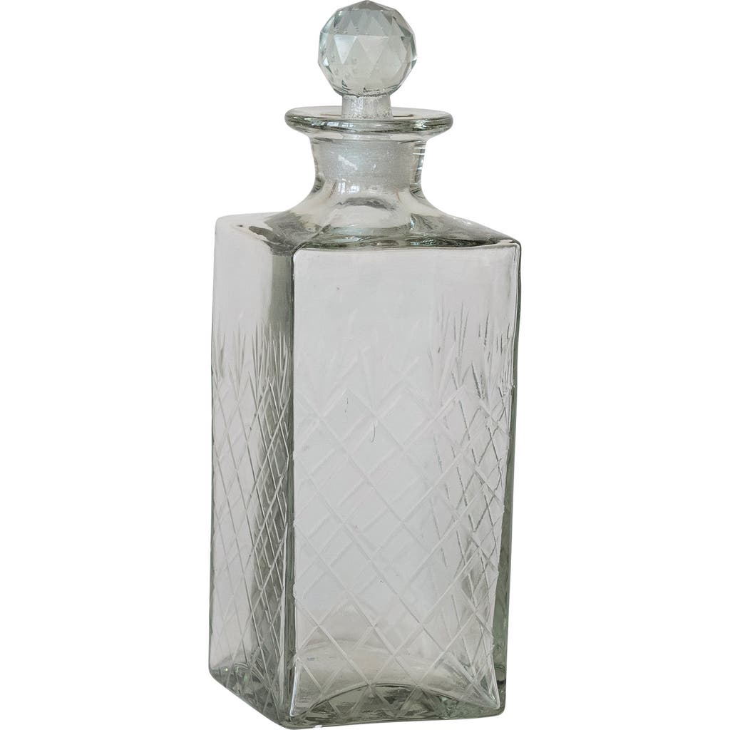 Storied Home Reclaimed Etched Square Glass Decanter In Transparent