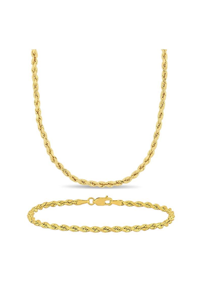 2-Piece Set Rope Chain Necklace & Bracelet 14k, Main, color, Yellow Gold