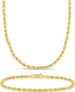Julianna B. 2-Piece Set Rope Chain Necklace & Bracelet 14k