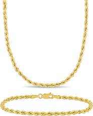 Julianna B. 2-Piece Set Rope Chain Necklace & Bracelet 14k