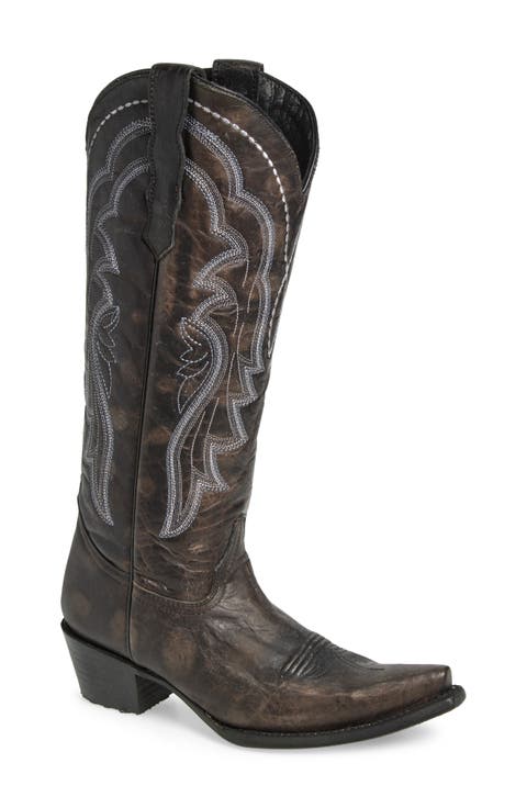 Contrast Embroidery Tall Western Boot (Women)