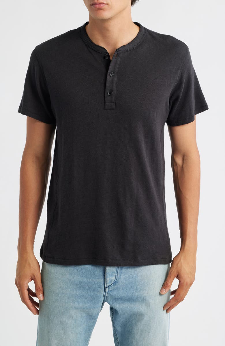 rag & bone Classic Short Sleeve Henley, Main, color, Jet Black