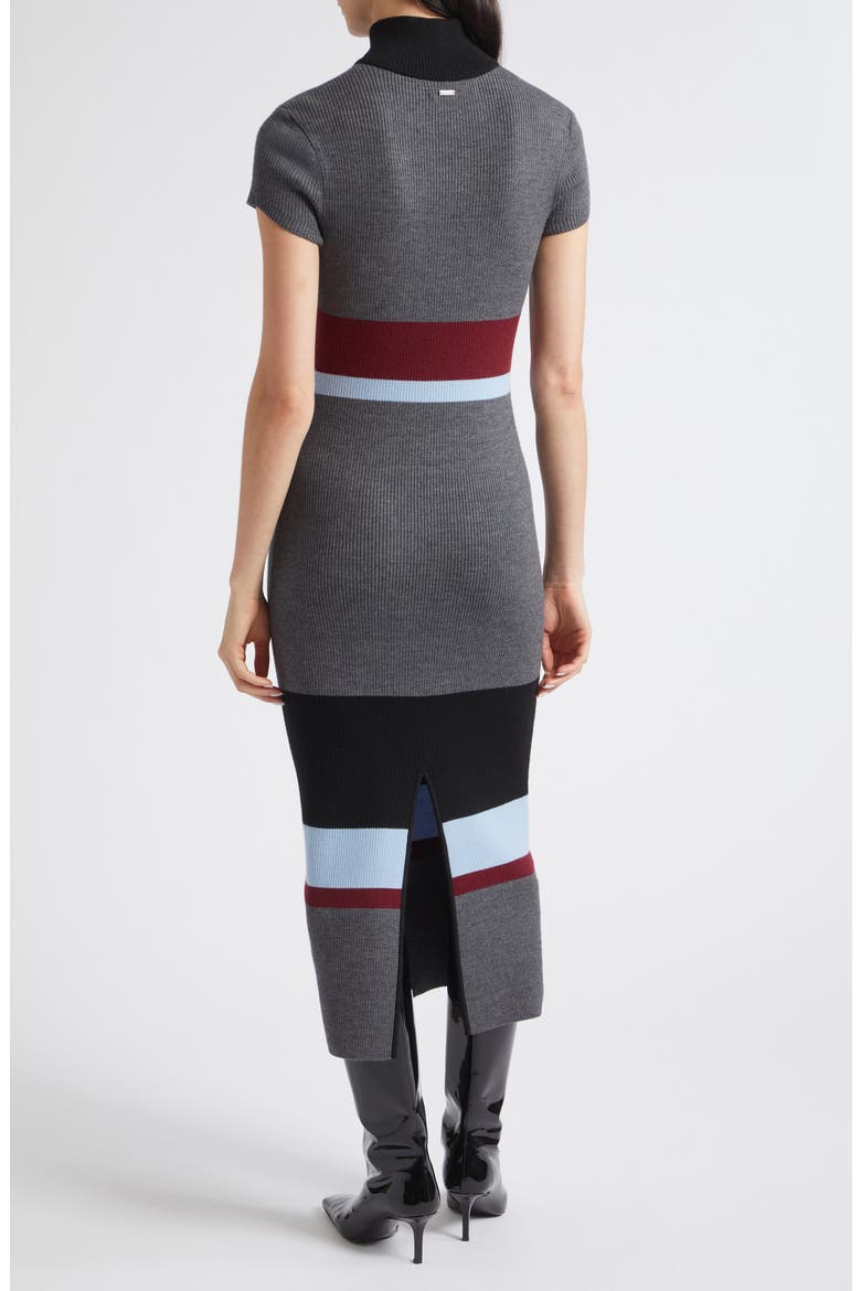 Dasha Mock Neck Rib Maxi Dress, Alternate, color, SKY/ OXBLOOD MULTI