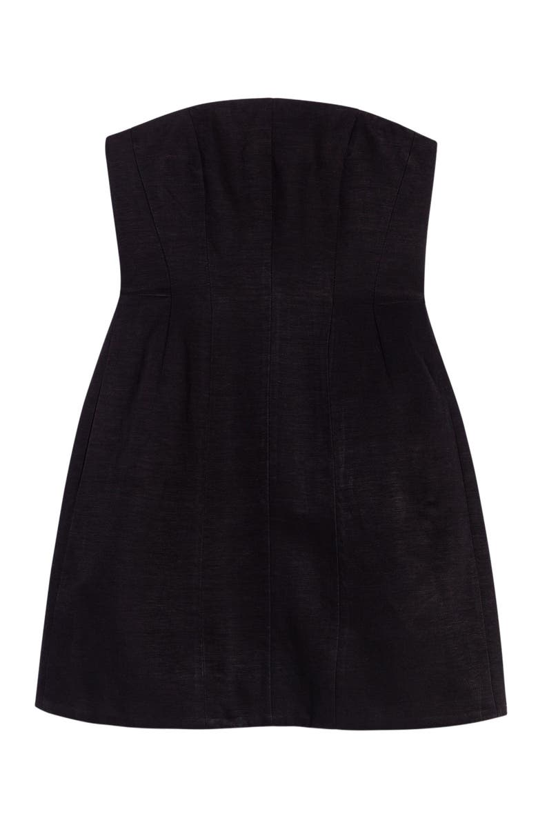 maje Mini strapless linen dress, Alternate, color, Black