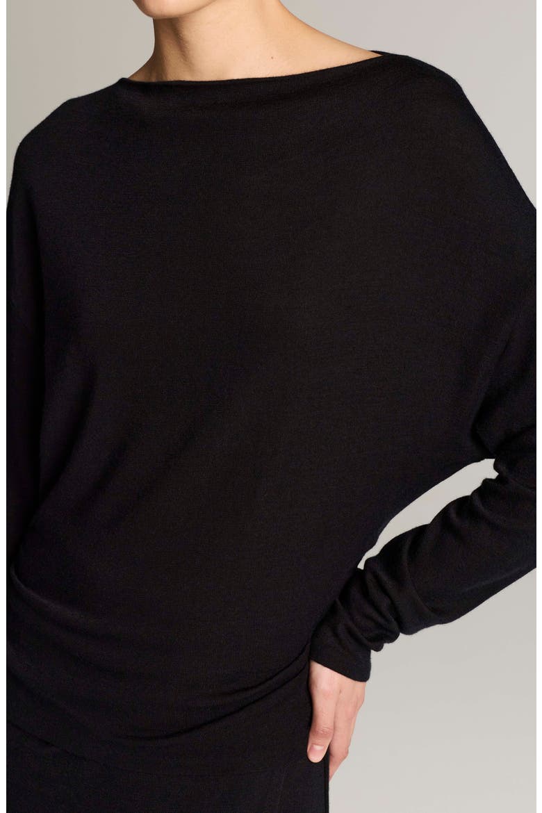 Ruched Drape Top, Alternate, color, BLACK