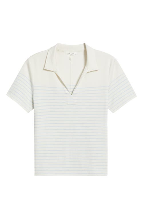 Rag & Bone Stripe Short-sleeve Polo Top In Ivory/pale