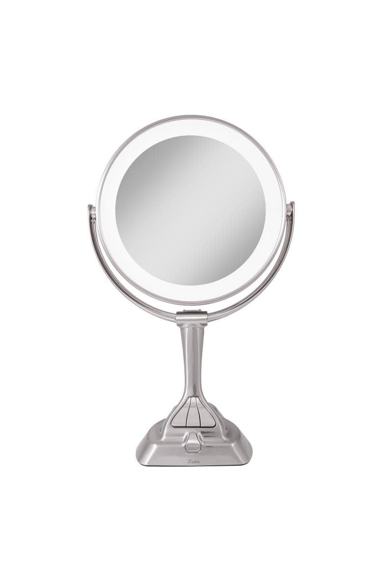 Zadro Lighted Makeup Mirror with 10X/1X Magnification & Smart Dim Controls, Main, color, Satin Nickel