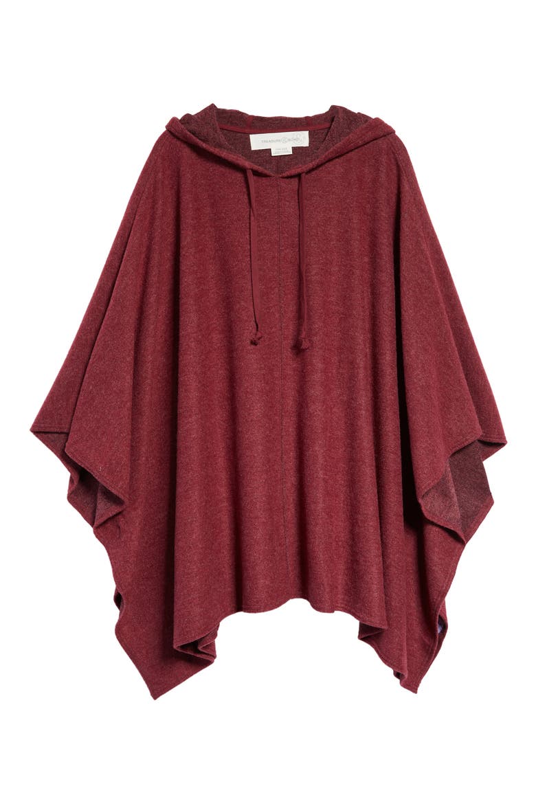 Hooded Poncho, Main, color, BURGUNDY