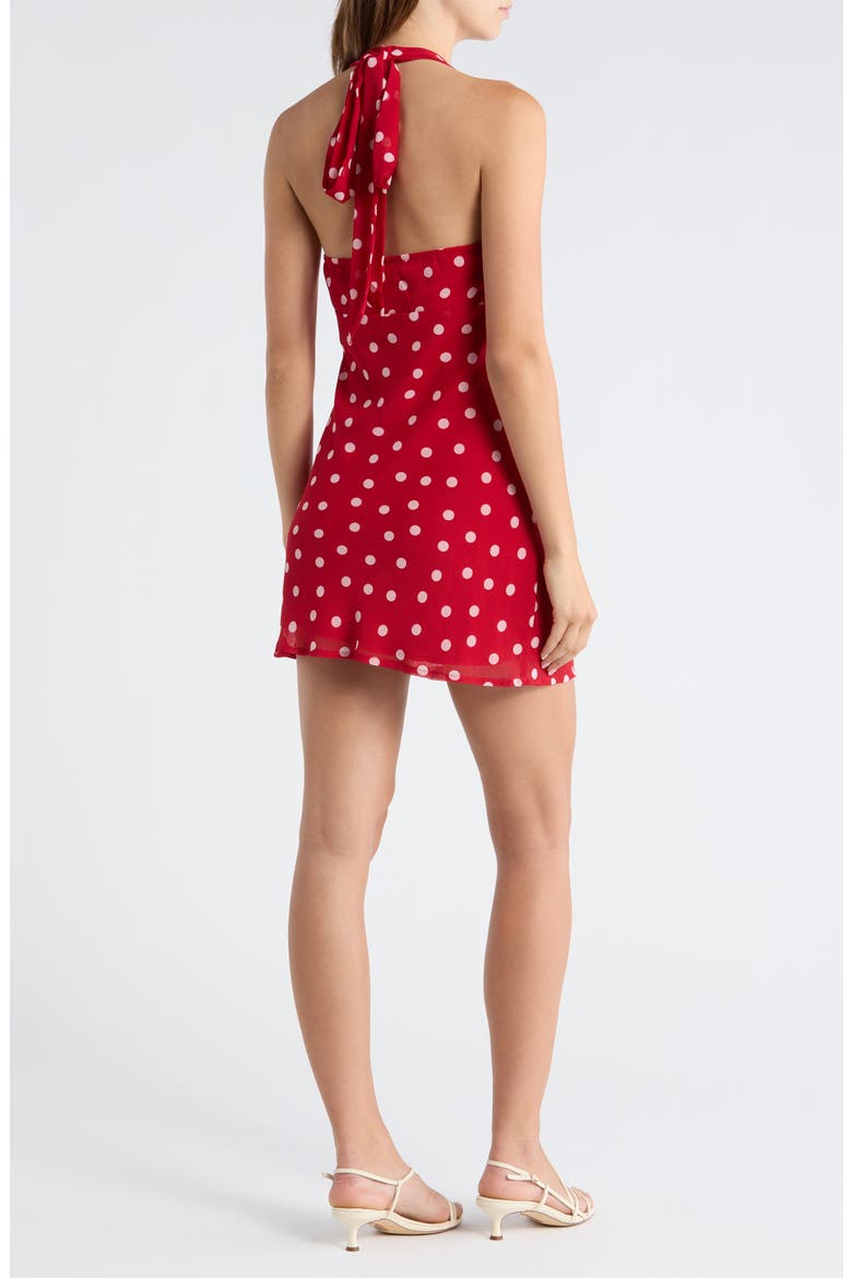 Polka Dot Halter Neck Minidress, Alternate, color, RED PINK DOT