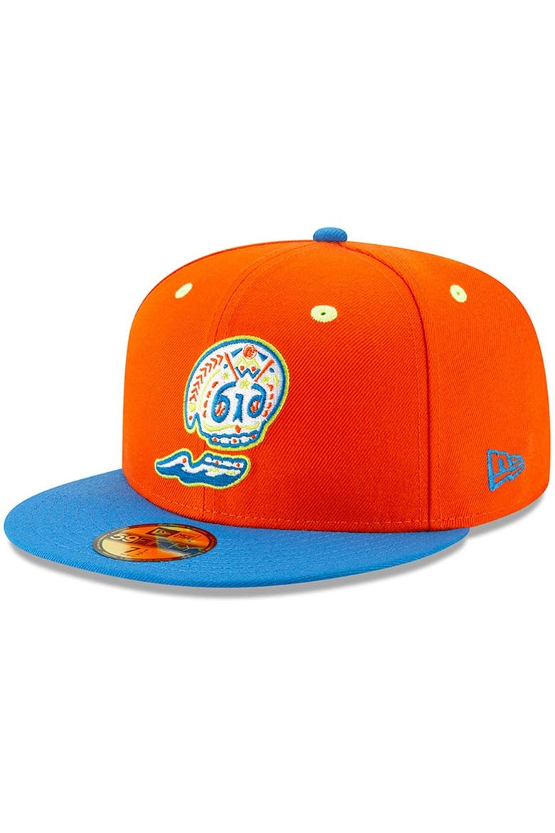 Men's New Era Orange/Blue West Michigan Calaveras Copa de la Diversion 59FIFTY Fitted Hat, Main, color, Orange