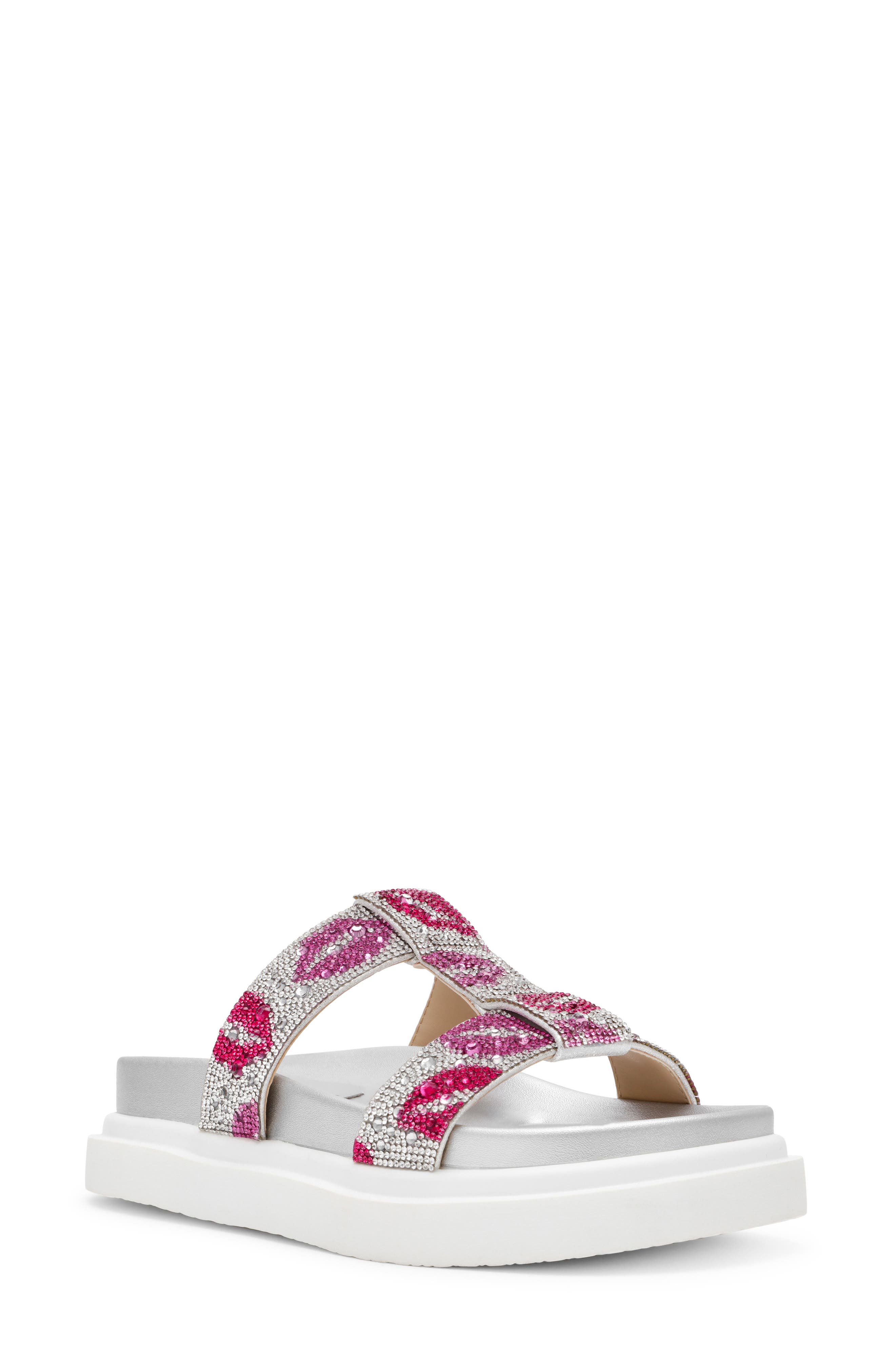 Betsey Johnson Billy Metallic Flatform Slide Sandal, Main, color, Multi Lips