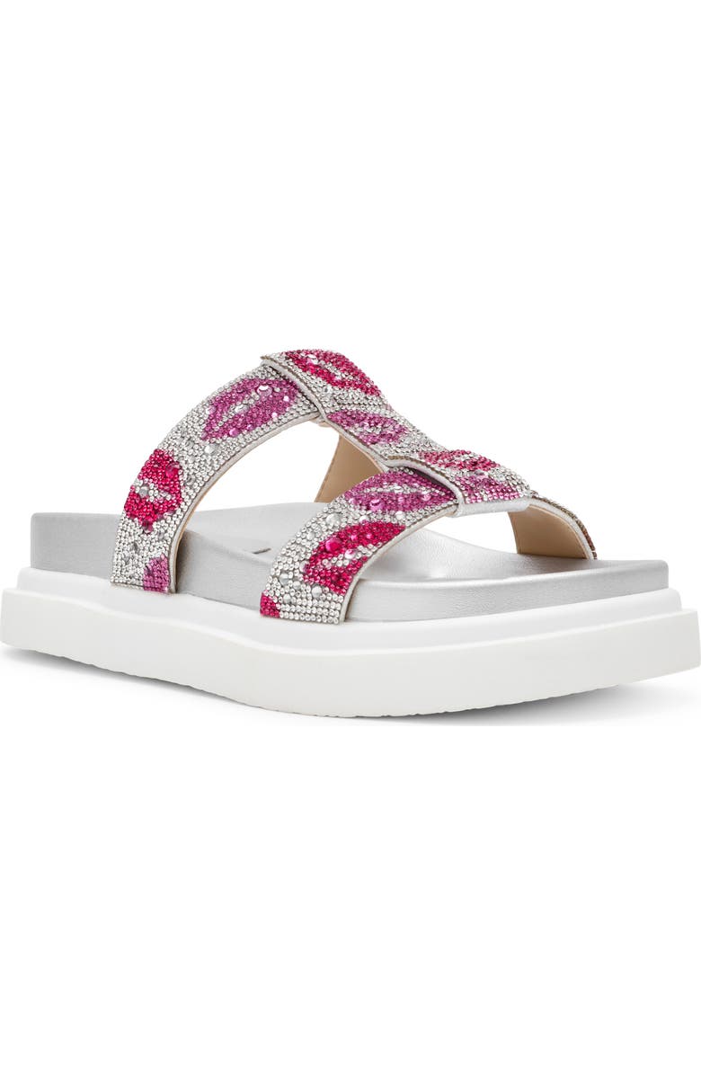 Betsey Johnson Billy Metallic Flatform Slide Sandal, Main, color, Multi Lips