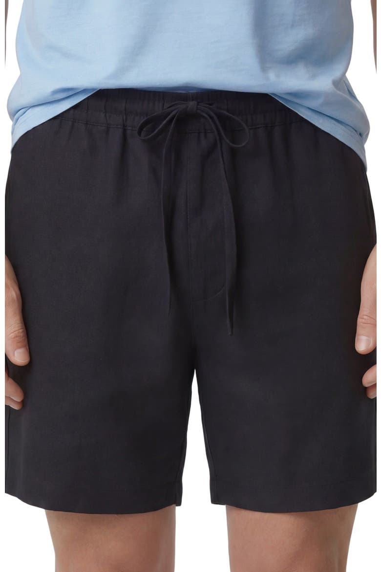 Solid Linen Drawstring Short, Alternate, color, BLACK