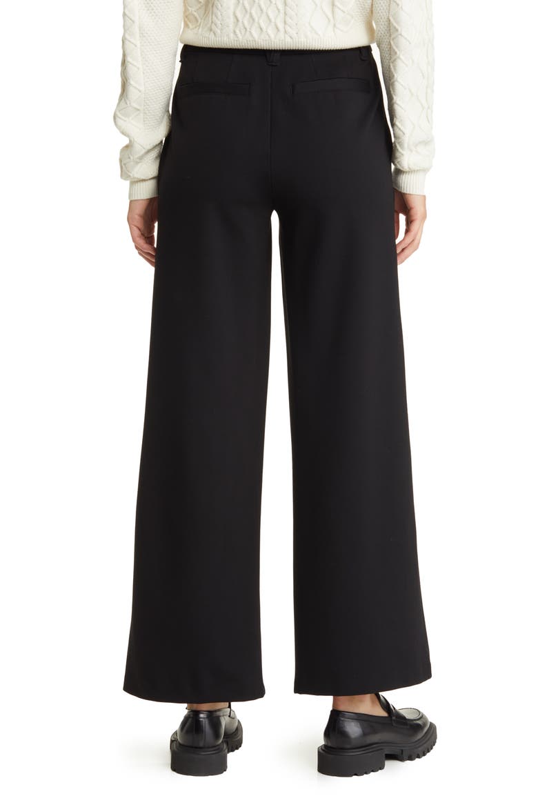 'Ab'Solution Skyrise Wide Leg Ponte Pants (Nordstrom Exclusive), Alternate, color, BLACK