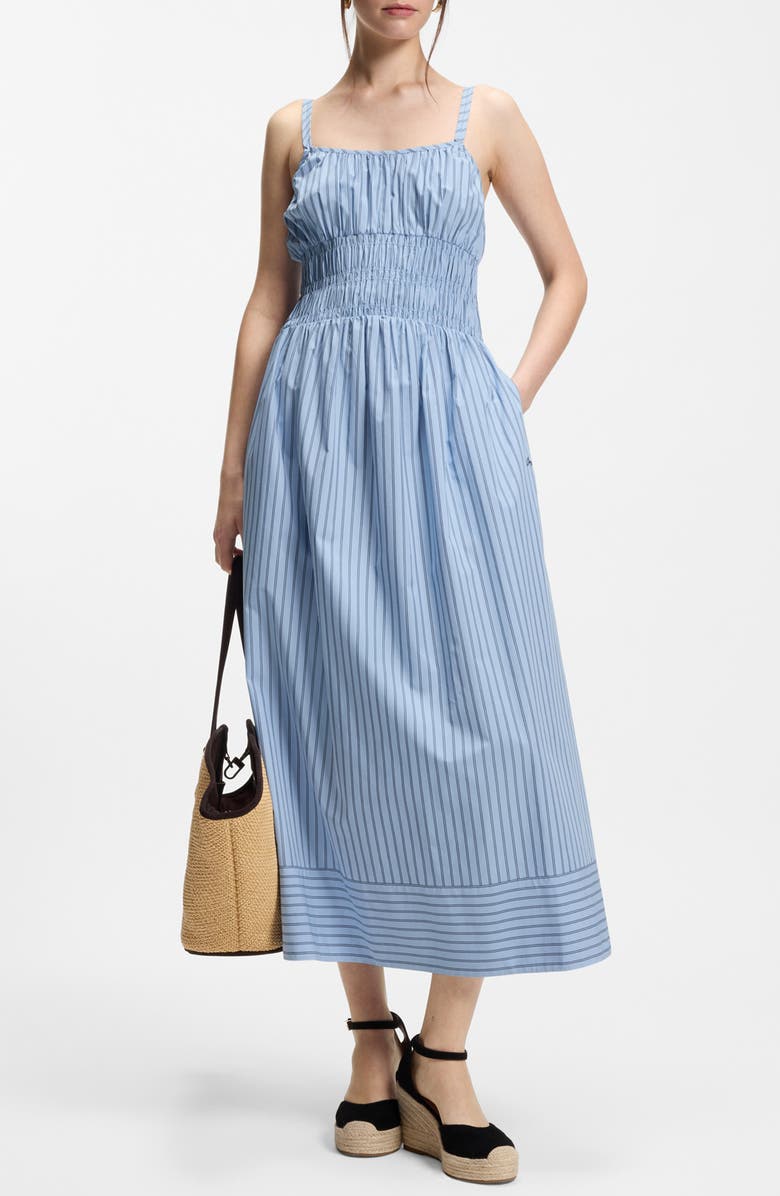 BOSS Orange Stripe Cotton Sundress, Main, color, Blue Stripe