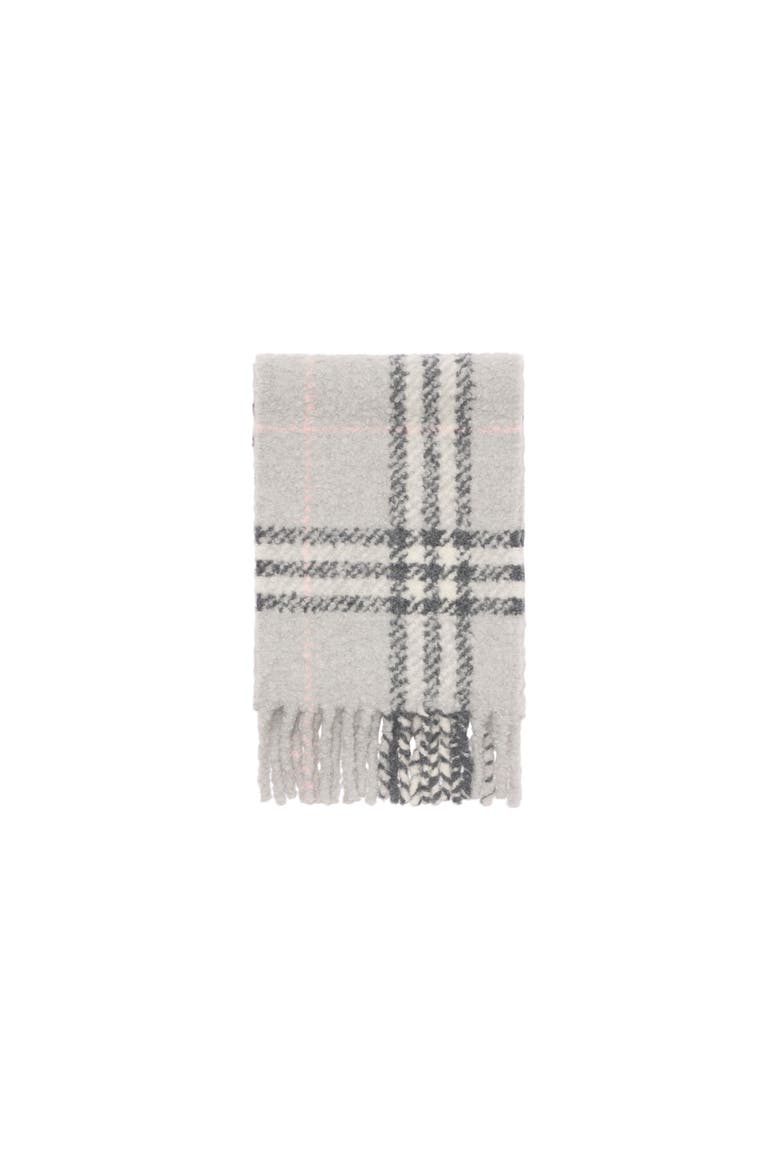 Check Alpaca Wool Blend Bouclé Scarf, Alternate, color, Mitten grey