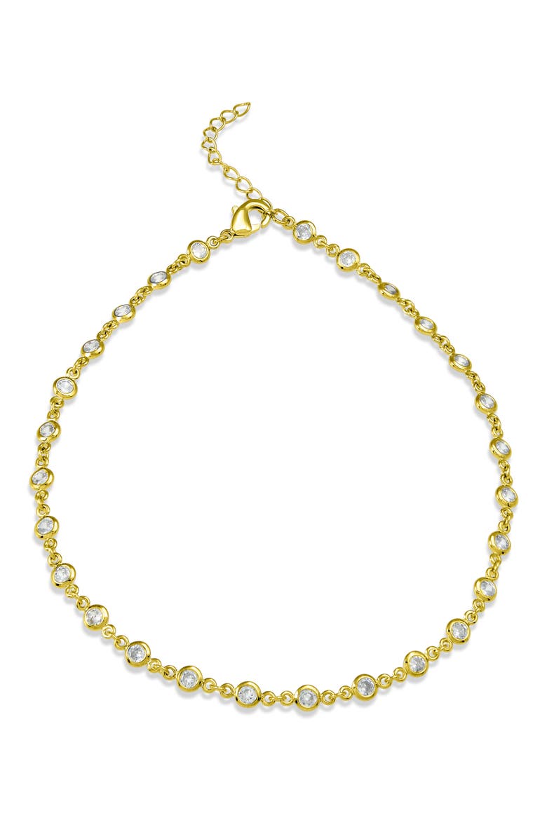18K Gold Plated CZ Station Anklet, Main, color, YELLOW